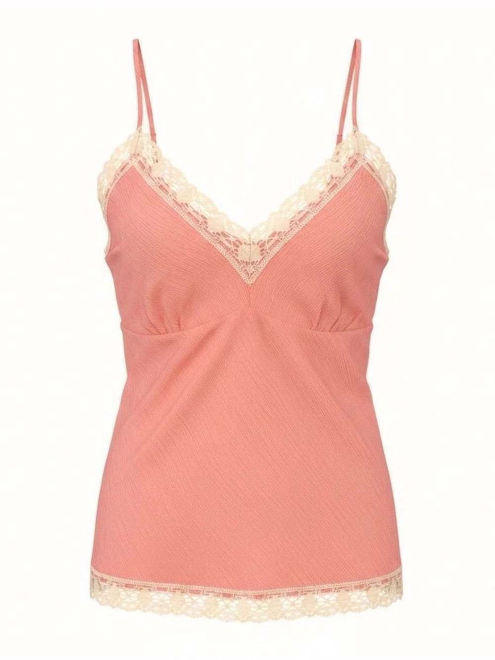 Gold Hawk Silk Coral Lace Trim Cami Tank Top